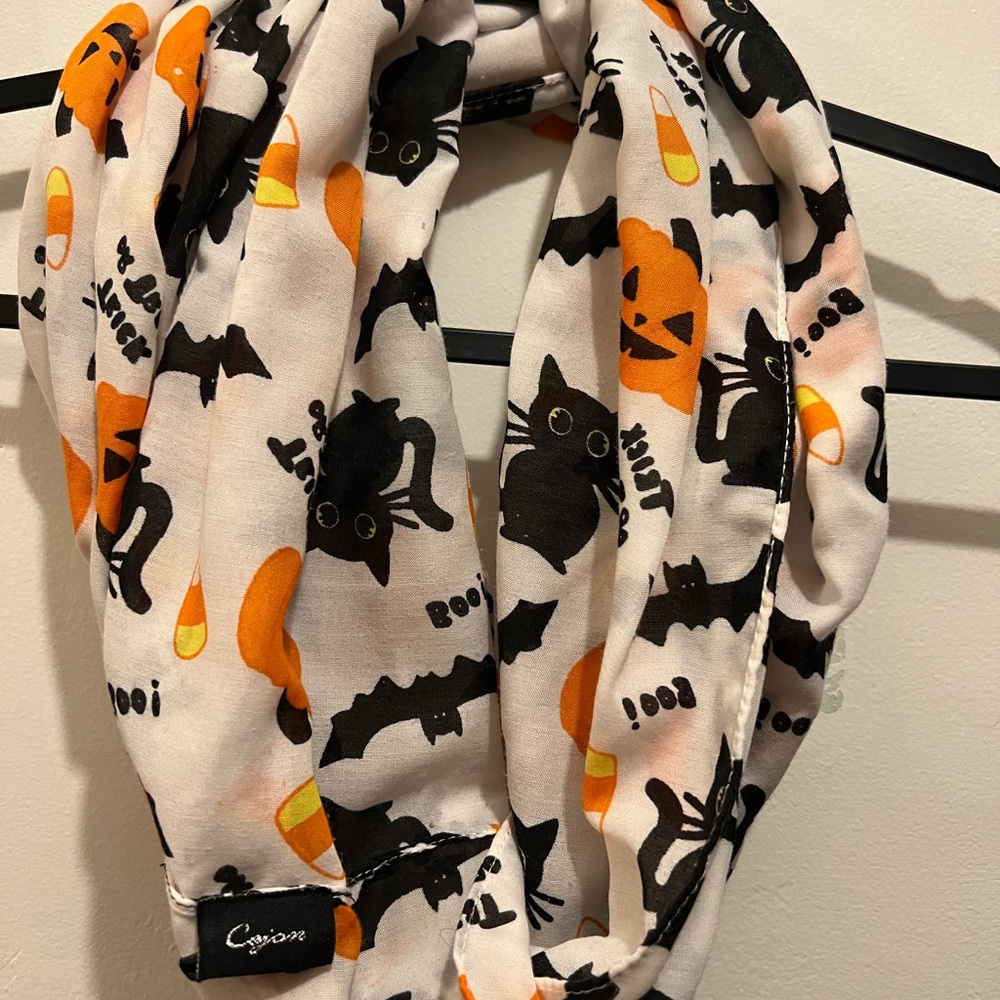 Halloween Women’s Infinity Wrap Cowl Scarves Trio Bundle Sugar Skull Pumpkin Bat - Picture 9 of 12